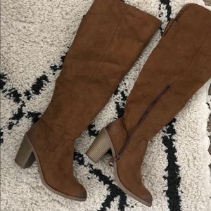 Over the knee brown boots